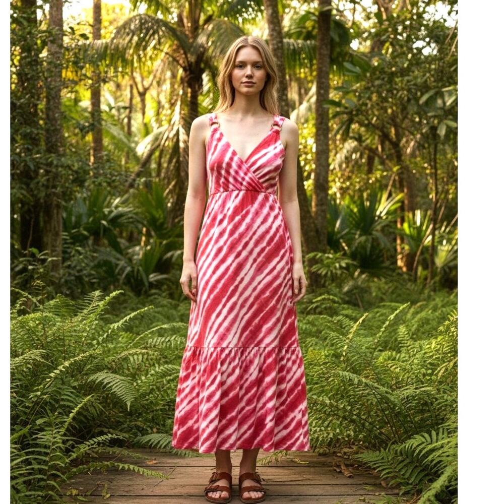 Calypso St Barth X Target Womens Tie Dye Maxi Dress Size 12 Red White